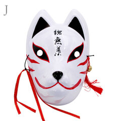 Japanilaiset Fox-naamarit Cosplay Party -naamio Halloween-naamio tupsuilla kelloilla koko kasvot käsinmaalatut tyyliset PVC-naamarit hinta ja tiedot | Juhlakoristeet | hobbyhall.fi