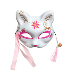 Cat Kitsune -naamio joulun cosplayan, kokoelmaan, seinäkoristeluun, musta ja vaaleanpunainen sakura kukka PVC-asusteena hinta ja tiedot | Juhlakoristeet | hobbyhall.fi