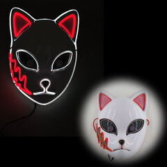 Demon Slayer Glowing EL Wire Mask Kimetsu No Yaiba Hahmot Cosplay Asusteet Japanilainen Anime Fox Halloween LED Mask hinta ja tiedot | Juhlakoristeet | hobbyhall.fi