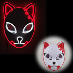 Demon Slayer Glowing EL Wire Mask Kimetsu No Yaiba Hahmot Cosplay Asusteet Japanilainen Anime Fox Halloween LED Mask hinta ja tiedot | Juhlakoristeet | hobbyhall.fi