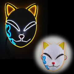 Demon Slayer Glowing EL Wire Mask Kimetsu No Yaiba Hahmot Cosplay Asusteet Japanilainen Anime Fox Halloween LED Mask hinta ja tiedot | Juhlakoristeet | hobbyhall.fi