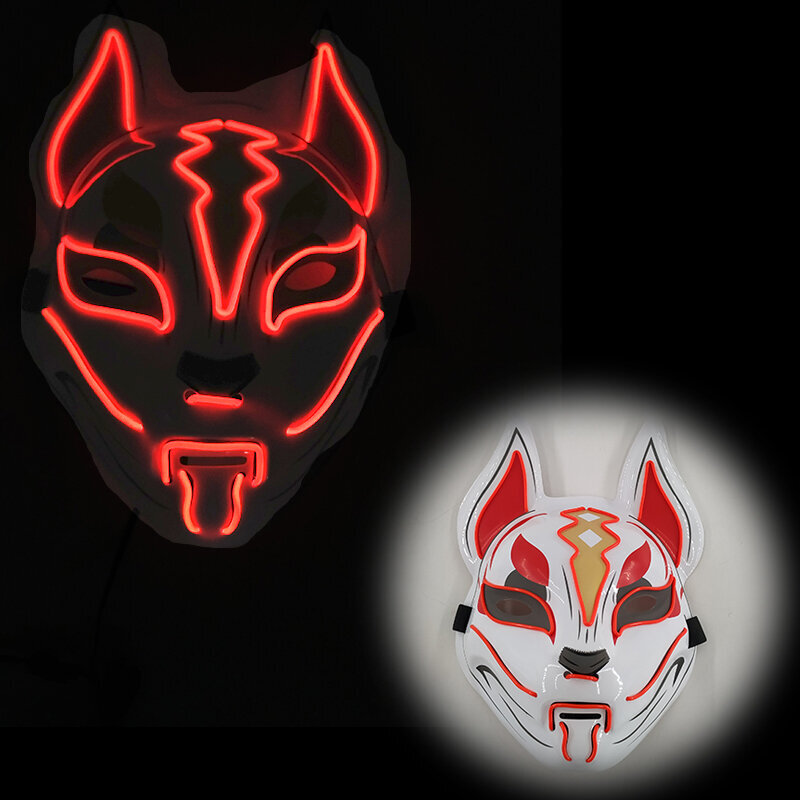 Demon Slayer Glowing EL Wire Mask Kimetsu No Yaiba Hahmot Cosplay Asusteet Japanilainen Anime Fox Halloween LED Mask hinta ja tiedot | Juhlakoristeet | hobbyhall.fi