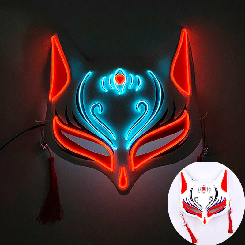 Demon Slayer Glowing EL Wire Mask Kimetsu No Yaiba Hahmot Cosplay Asusteet Japanilainen Anime Fox Halloween LED Mask hinta ja tiedot | Juhlakoristeet | hobbyhall.fi