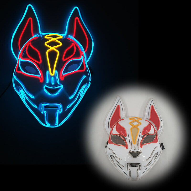 Demon Slayer Glowing EL Wire Mask Kimetsu No Yaiba Hahmot Cosplay Asusteet Japanilainen Anime Fox Halloween LED Mask hinta ja tiedot | Juhlakoristeet | hobbyhall.fi