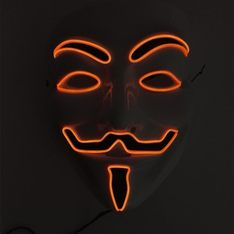 Luminous Light Up V maskille Cosplay Guy Fawkes Hacker EL Wire hehkuva naamio Halloween-karnevaalinaamioille hinta ja tiedot | Juhlakoristeet | hobbyhall.fi