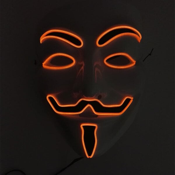 Luminous Light Up V maskille Cosplay Guy Fawkes Hacker EL Wire hehkuva naamio Halloween-karnevaalinaamioille