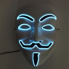 Luminous Light Up V maskille Cosplay Guy Fawkes Hacker EL Wire hehkuva naamio Halloween-karnevaalinaamioille hinta ja tiedot | Juhlakoristeet | hobbyhall.fi