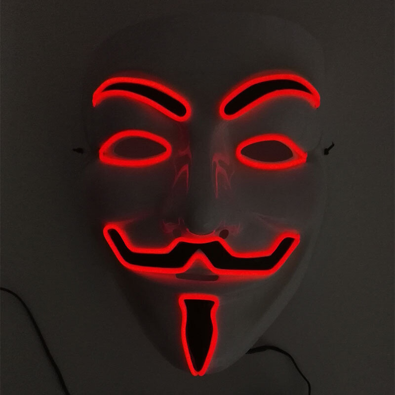 Luminous Light Up V maskille Cosplay Guy Fawkes Hacker EL Wire hehkuva naamio Halloween-karnevaalinaamioille hinta ja tiedot | Juhlakoristeet | hobbyhall.fi