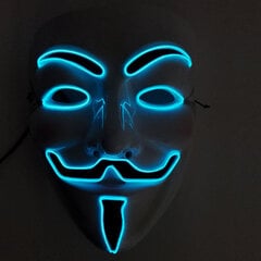 Luminous Light Up V maskille Cosplay Guy Fawkes Hacker EL Wire hehkuva naamio Halloween-karnevaalinaamioille hinta ja tiedot | Juhlakoristeet | hobbyhall.fi