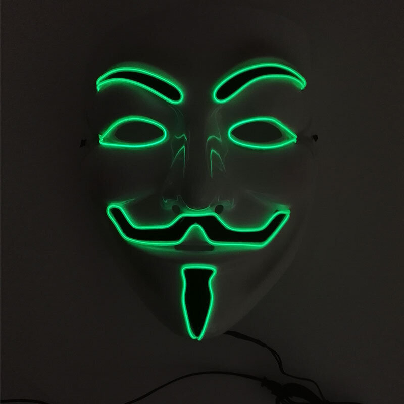 Luminous Light Up V maskille Cosplay Guy Fawkes Hacker EL Wire hehkuva naamio Halloween-karnevaalinaamioille hinta ja tiedot | Juhlakoristeet | hobbyhall.fi