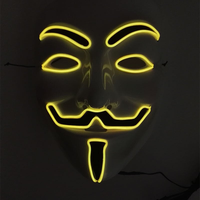 Luminous Light Up V maskille Cosplay Guy Fawkes Hacker EL Wire hehkuva naamio Halloween-karnevaalinaamioille hinta ja tiedot | Juhlakoristeet | hobbyhall.fi