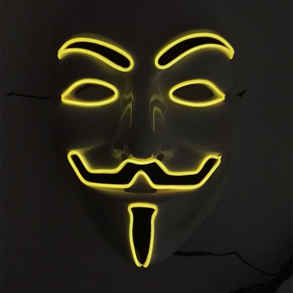 Luminous Light Up V maskille Cosplay Guy Fawkes Hacker EL Wire hehkuva naamio Halloween-karnevaalinaamioille