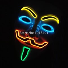 Luminous Light Up V maskille Cosplay Guy Fawkes Hacker EL Wire hehkuva naamio Halloween-karnevaalinaamioille hinta ja tiedot | Juhlakoristeet | hobbyhall.fi