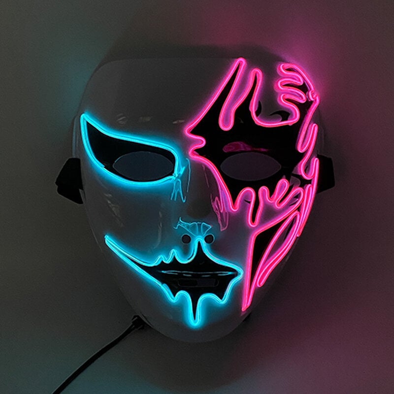 Cosplay Halloween Party Mask Luminous Light up Led Mask EL Neon Hehkuva Anime Mask Masque Masquerade Masks Kauhu Carnival Mask hinta ja tiedot | Juhlakoristeet | hobbyhall.fi