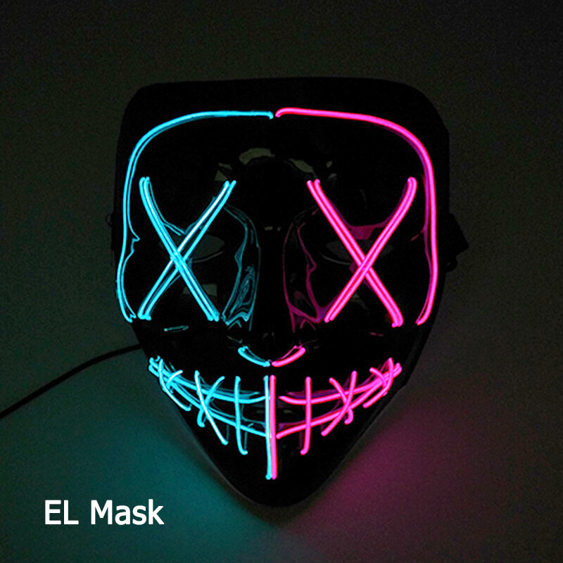 Cosplay Halloween Party Mask Luminous Light up Led Mask EL Neon Hehkuva Anime Mask Masque Masquerade Masks Kauhu Carnival Mask hinta ja tiedot | Juhlakoristeet | hobbyhall.fi