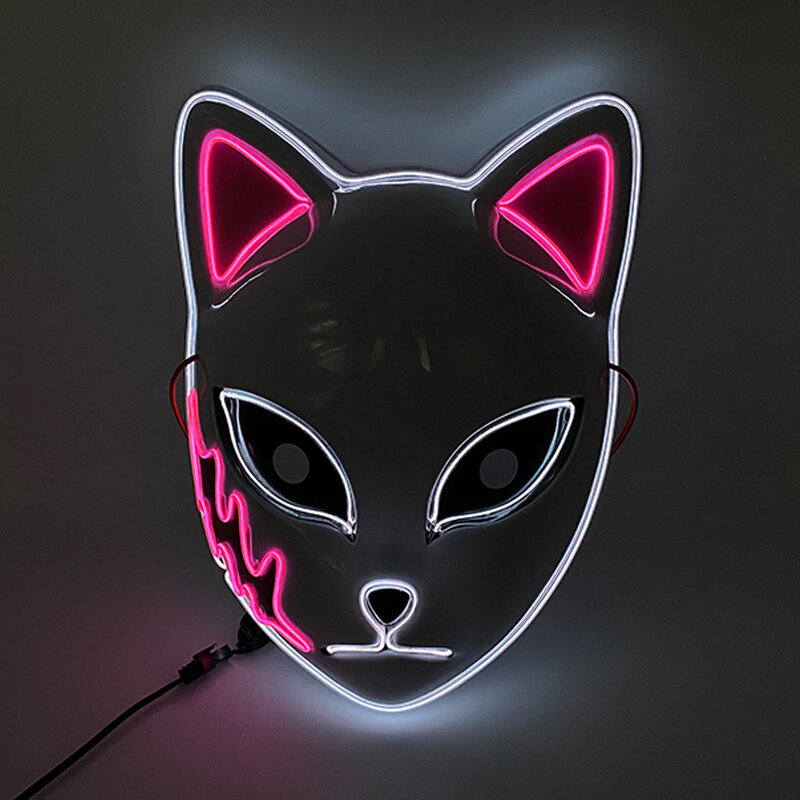 Cosplay Halloween Party Mask Luminous Light up Led Mask EL Neon Hehkuva Anime Mask Masque Masquerade Masks Kauhu Carnival Mask hinta ja tiedot | Juhlakoristeet | hobbyhall.fi