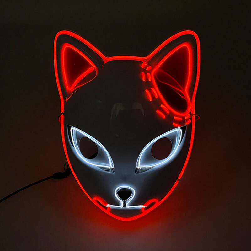 Cosplay Halloween Party Mask Luminous Light up Led Mask EL Neon Hehkuva Anime Mask Masque Masquerade Masks Kauhu Carnival Mask hinta ja tiedot | Juhlakoristeet | hobbyhall.fi