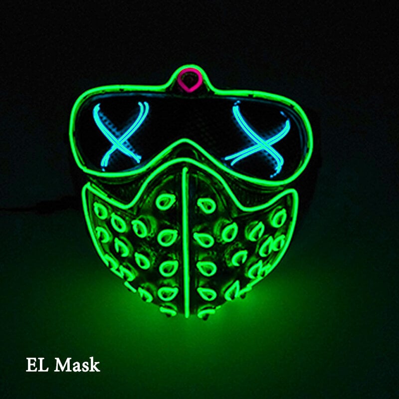 Cosplay Halloween Party Mask Luminous Light up Led Mask EL Neon Hehkuva Anime Mask Masque Masquerade Masks Kauhu Carnival Mask hinta ja tiedot | Juhlakoristeet | hobbyhall.fi