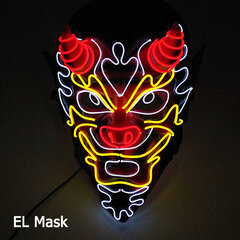 Cosplay Halloween Party Mask Luminous Light up Led Mask EL Neon Hehkuva Anime Mask Masque Masquerade Masks Kauhu Carnival Mask hinta ja tiedot | Juhlakoristeet | hobbyhall.fi