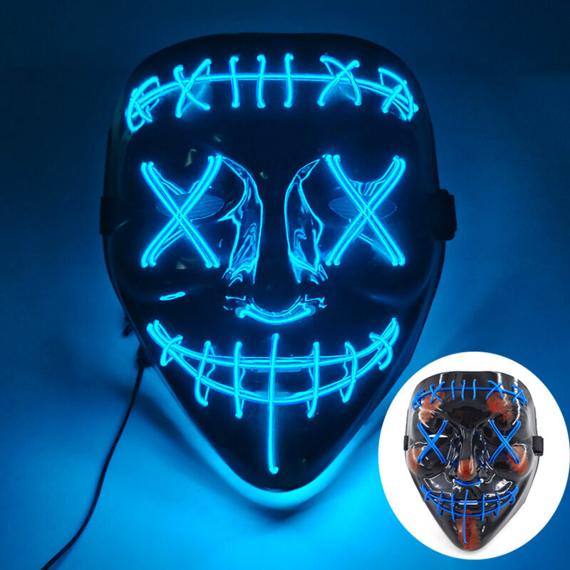 Hehkuva Cosplay EL Wire -neonnaamio Scary Skull Masquerade Valoisa karnevaalijuhlatarvikkeet LED-puhdistusnaamio Halloweeniin hinta ja tiedot | Juhlakoristeet | hobbyhall.fi