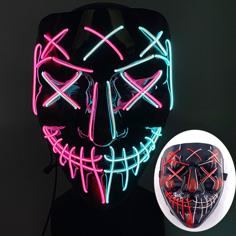 Hehkuva Cosplay EL Wire -neonnaamio Scary Skull Masquerade Valoisa karnevaalijuhlatarvikkeet LED-puhdistusnaamio Halloweeniin hinta ja tiedot | Juhlakoristeet | hobbyhall.fi