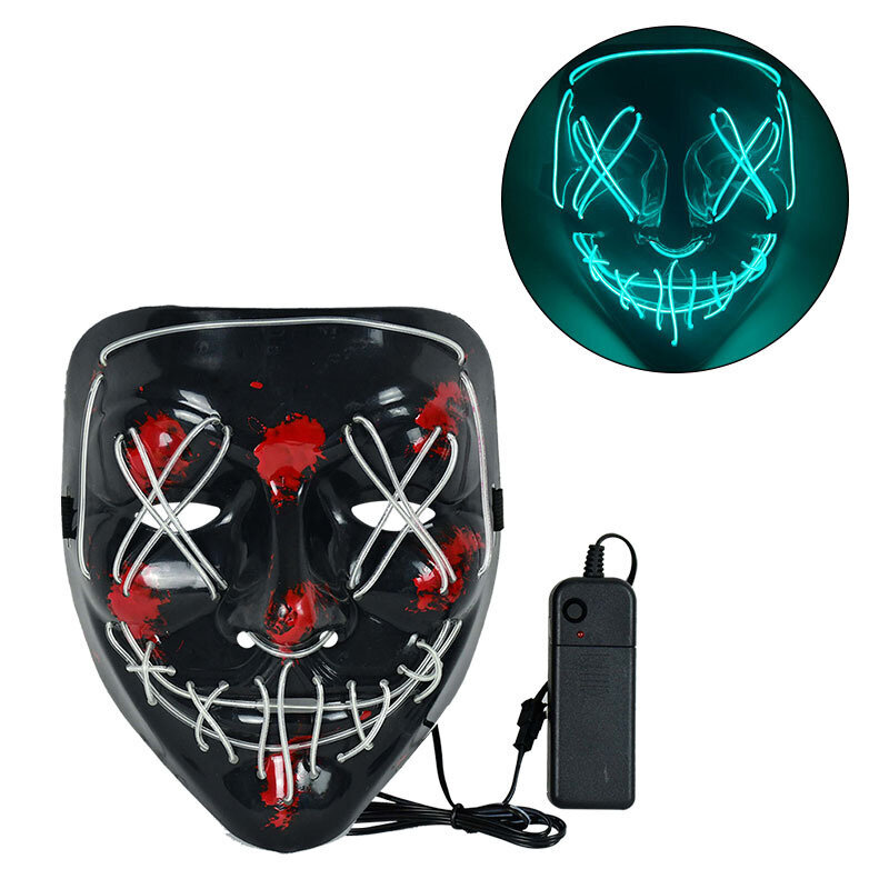 1P Scary Halloween Colplay Light Up Purge Mask Halloween Masquerade Party LED-kasvonaamarit lapsille Miesten Naisten Naamio Pimeässä Hehkuva hinta ja tiedot | Juhlakoristeet | hobbyhall.fi