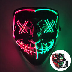 1P Scary Halloween Colplay Light Up Purge Mask Halloween Masquerade Party LED-kasvonaamarit lapsille Miesten Naisten Naamio Pimeässä Hehkuva hinta ja tiedot | Juhlakoristeet | hobbyhall.fi