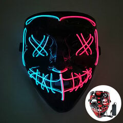 1P Scary Halloween Colplay Light Up Purge Mask Halloween Masquerade Party LED-kasvonaamarit lapsille Miesten Naisten Naamio Pimeässä Hehkuva hinta ja tiedot | Juhlakoristeet | hobbyhall.fi