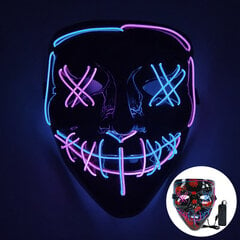 1P Scary Halloween Colplay Light Up Purge Mask Halloween Masquerade Party LED-kasvonaamarit lapsille Miesten Naisten Naamio Pimeässä Hehkuva hinta ja tiedot | Juhlakoristeet | hobbyhall.fi