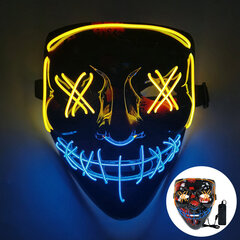 1P Scary Halloween Colplay Light Up Purge Mask Halloween Masquerade Party LED-kasvonaamarit lapsille Miesten Naisten Naamio Pimeässä Hehkuva hinta ja tiedot | Juhlakoristeet | hobbyhall.fi