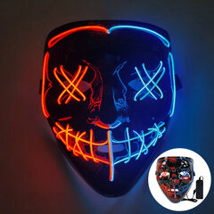 1P Scary Halloween Colplay Light Up Purge Mask Halloween Masquerade Party LED-kasvonaamarit lapsille Miesten Naisten Naamio Pimeässä Hehkuva hinta ja tiedot | Juhlakoristeet | hobbyhall.fi