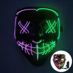 1P Scary Halloween Colplay Light Up Purge Mask Halloween Masquerade Party LED-kasvonaamarit lapsille Miesten Naisten Naamio Pimeässä Hehkuva hinta ja tiedot | Juhlakoristeet | hobbyhall.fi