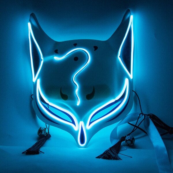 PVC Halloween Clubbing valaistu Kitsune Fox LED-naamio Tee-se-itse-asu Rave Cosplay EDC Party Party Masks