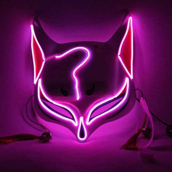 PVC Halloween Clubbing valaistu Kitsune Fox LED-naamio Tee-se-itse-asu Rave Cosplay EDC Party Party Masks