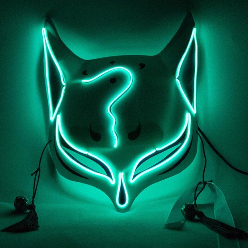 PVC Halloween Clubbing valaistu Kitsune Fox LED-naamio Tee-se-itse-asu Rave Cosplay EDC Party Party Masks hinta ja tiedot | Juhlakoristeet | hobbyhall.fi