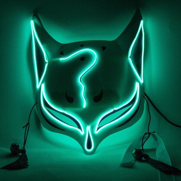 PVC Halloween Clubbing valaistu Kitsune Fox LED-naamio Tee-se-itse-asu Rave Cosplay EDC Party Party Masks