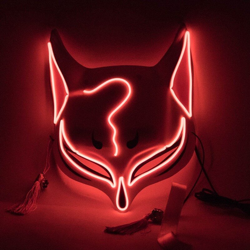 PVC Halloween Clubbing valaistu Kitsune Fox LED-naamio Tee-se-itse-asu Rave Cosplay EDC Party Party Masks hinta ja tiedot | Juhlakoristeet | hobbyhall.fi