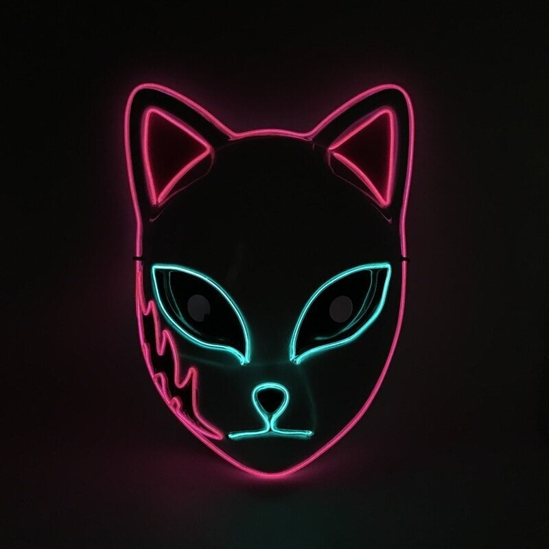 Halloween-naamio Söpö Cat Fox EL Wire Mask Flashing Cosplay LED neon-naamio hehkuvaan tanssin karnevaalijuhlanaamioihin hinta ja tiedot | Juhlakoristeet | hobbyhall.fi