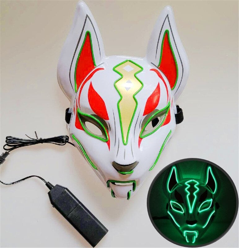 Halloween-naamio Söpö Cat Fox EL Wire Mask Flashing Cosplay LED neon-naamio hehkuvaan tanssin karnevaalijuhlanaamioihin hinta ja tiedot | Juhlakoristeet | hobbyhall.fi