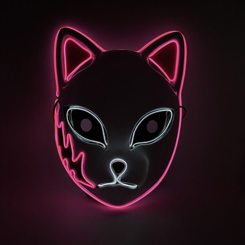 Halloween-naamio Söpö Cat Fox EL Wire Mask Flashing Cosplay LED neon-naamio hehkuvaan tanssin karnevaalijuhlanaamioihin hinta ja tiedot | Juhlakoristeet | hobbyhall.fi