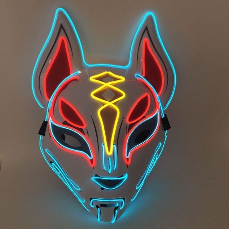 Halloween-naamio Söpö Cat Fox EL Wire Mask Flashing Cosplay LED neon-naamio hehkuvaan tanssin karnevaalijuhlanaamioihin hinta ja tiedot | Juhlakoristeet | hobbyhall.fi