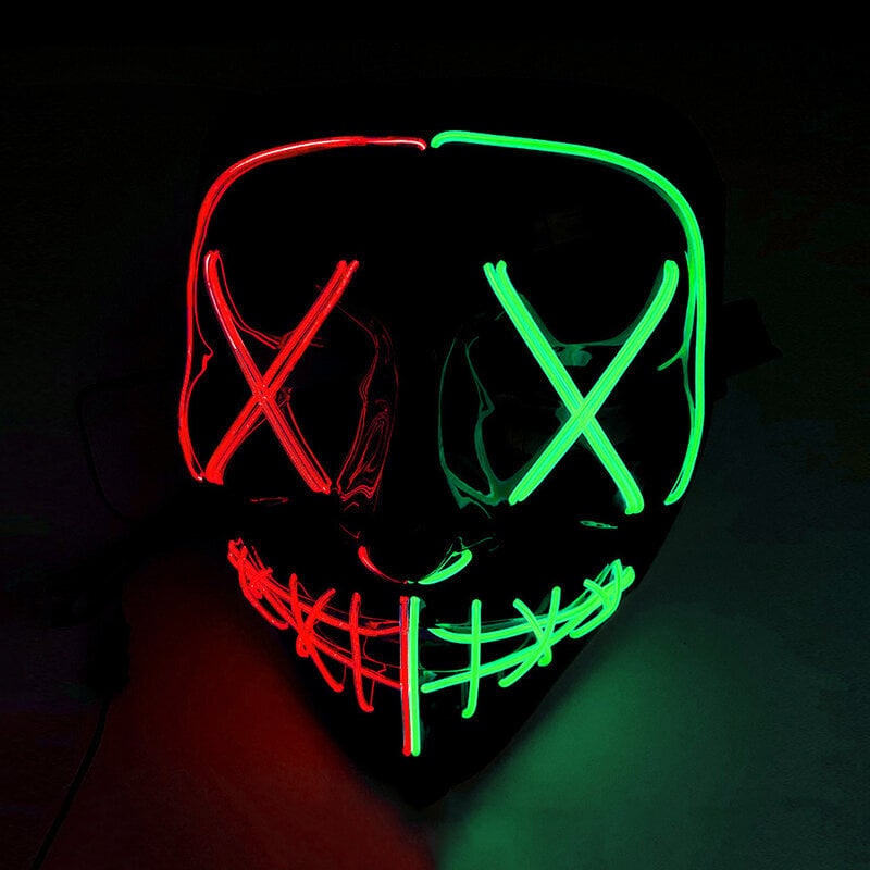 Luminous Led Purge Mask Halloween Cosplay -asu Yökerho Naamiaiset Party Neon Väriä Muuttava Maski Karnevaali Hehkuva Naamio hinta ja tiedot | Juhlakoristeet | hobbyhall.fi