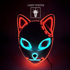 LED hehkuva kissannaamio naisille Demon Slayer Cold Light Fox Mask Naamiais Cosplay Props Bar Haunted House Party Sisustus hinta ja tiedot | Juhlakoristeet | hobbyhall.fi