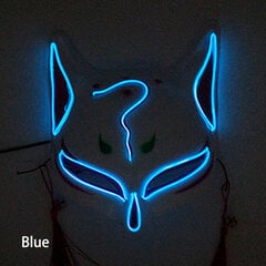 Hehkuva Demon Slayer Mask Cosplay Japanilainen sarjakuva Neon Light Samurai Ripsiväri Luminous Led Fox Mask Halloween Jouluksi hinta ja tiedot | Juhlakoristeet | hobbyhall.fi