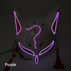 Hehkuva Demon Slayer Mask Cosplay Japanilainen sarjakuva Neon Light Samurai Ripsiväri Luminous Led Fox Mask Halloween Jouluksi hinta ja tiedot | Juhlakoristeet | hobbyhall.fi