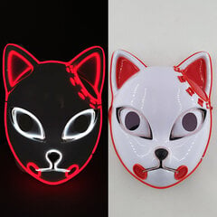 Hehkuva Demon Slayer Mask Cosplay Japanilainen sarjakuva Neon Light Samurai Ripsiväri Luminous Led Fox Mask Halloween Jouluksi hinta ja tiedot | Juhlakoristeet | hobbyhall.fi