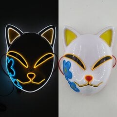 Hehkuva Demon Slayer Mask Cosplay Japanilainen sarjakuva Neon Light Samurai Ripsiväri Luminous Led Fox Mask Halloween Jouluksi hinta ja tiedot | Juhlakoristeet | hobbyhall.fi