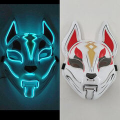 Hehkuva Demon Slayer Mask Cosplay Japanilainen sarjakuva Neon Light Samurai Ripsiväri Luminous Led Fox Mask Halloween Jouluksi hinta ja tiedot | Juhlakoristeet | hobbyhall.fi