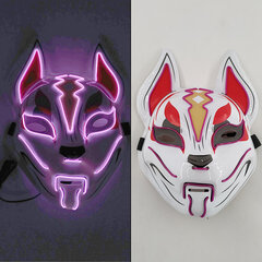 Hehkuva Demon Slayer Mask Cosplay Japanilainen sarjakuva Neon Light Samurai Ripsiväri Luminous Led Fox Mask Halloween Jouluksi hinta ja tiedot | Juhlakoristeet | hobbyhall.fi