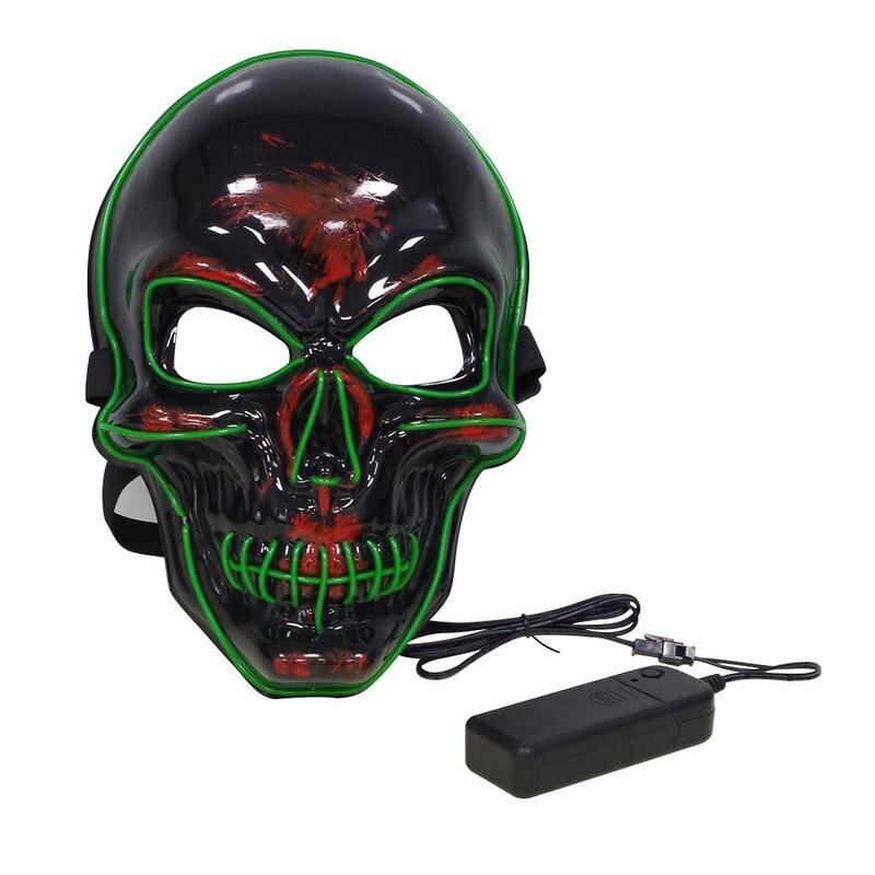 20 väriä Halloween LED Mask DJ Party Light Up Masks Glow In Dark Scary Masquerade Masks Festival Skull Mascara Light Masks hinta ja tiedot | Juhlakoristeet | hobbyhall.fi